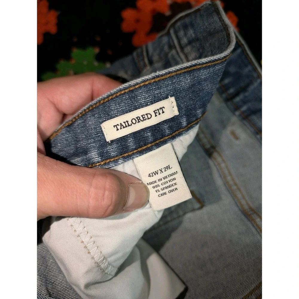 Jos A Bank‎ 1905 Jeans Men's 42W x 29L Tailored Fit Blue Straight Stretch